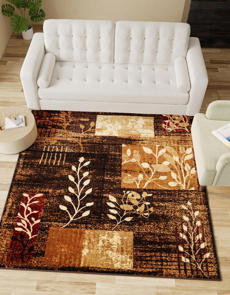 Brown 10' x 10' Cafe Square Area Rug 100% Polypropylene With Cotton Backing Modern Abstract Design Carpet for Home Living Room Dining Office Decor for Sale at Rug Engine