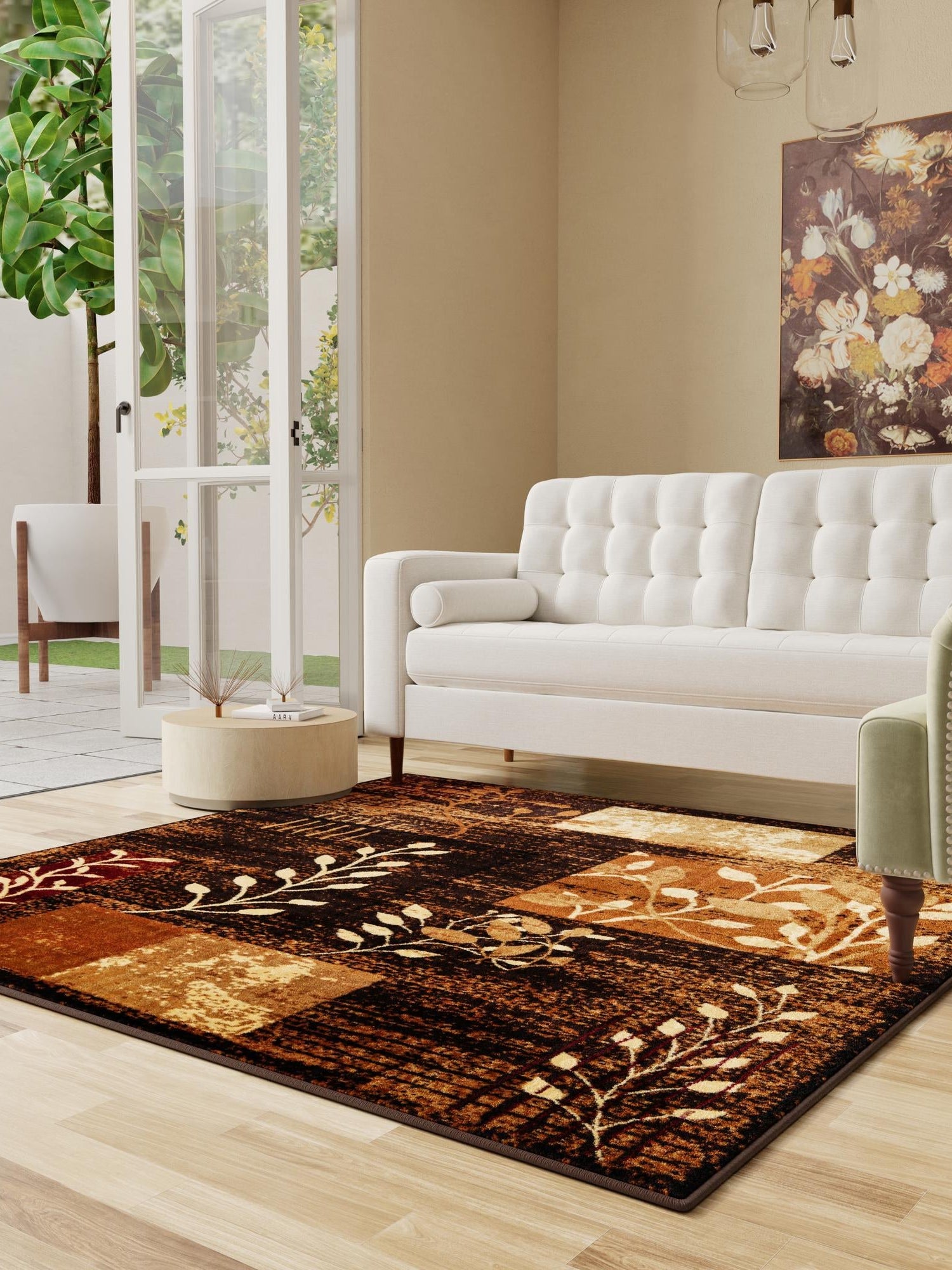 Brown 7' 10 x 7' 10 Cafe Square Area Rug 100% Polypropylene With Cotton Backing Modern Abstract Design Carpet for Home Living Room Dining Office Decor for Sale at Rug Engine