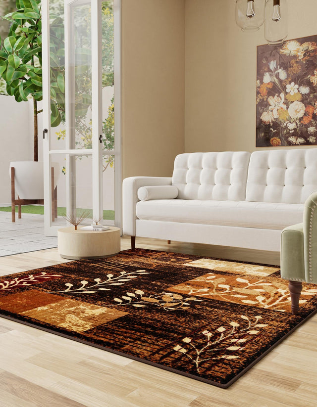 Brown 6' 1 x 6' 1 Cafe Square Area Rug 100% Polypropylene With Cotton Backing Modern Abstract Design Carpet for Home Living Room Dining Office Decor for Sale at Rug Engine