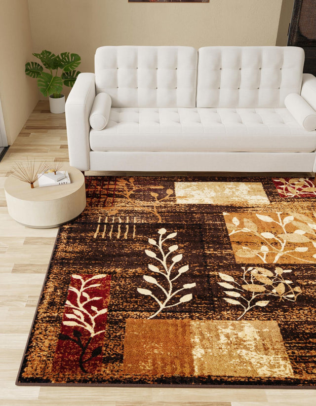 Brown 10' x 10' Cafe Square Area Rug 100% Polypropylene With Cotton Backing Modern Abstract Design Carpet for Home Living Room Dining Office Decor for Sale at Rug Engine