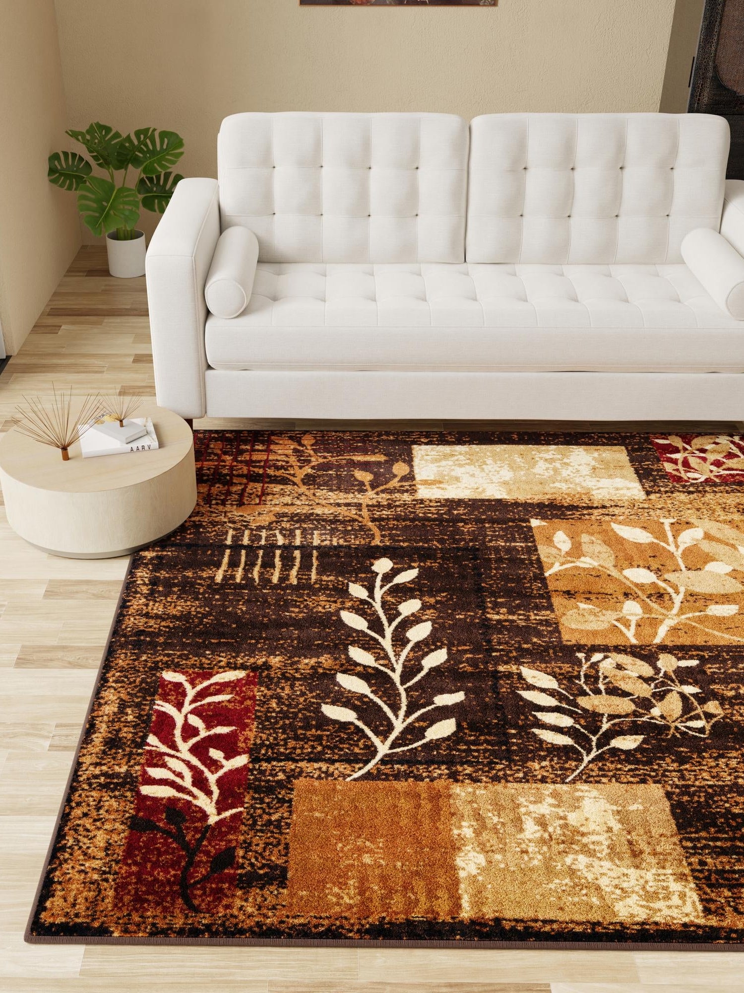 Brown 6' 1 x 6' 1 Cafe Square Area Rug 100% Polypropylene With Cotton Backing Modern Abstract Design Carpet for Home Living Room Dining Office Decor for Sale at Rug Engine