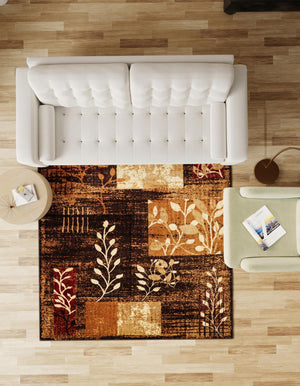 Brown 10' x 10' Cafe Square Area Rug 100% Polypropylene With Cotton Backing Modern Abstract Design Carpet for Home Living Room Dining Office Decor for Sale at Rug Engine