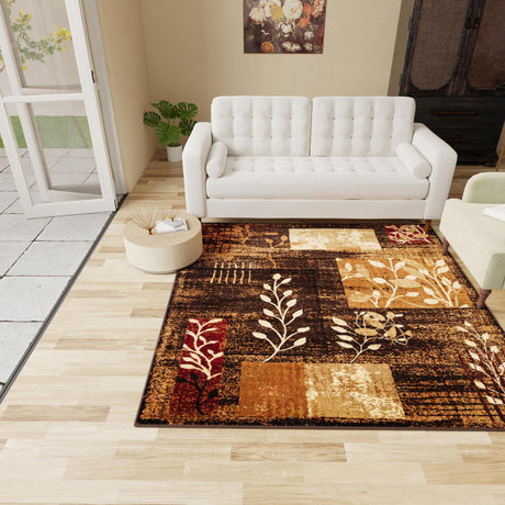 Brown 10' x 10' Cafe Square Area Rug 100% Polypropylene With Cotton Backing Modern Abstract Design Carpet for Home Living Room Dining Office Decor for Sale at Rug Engine