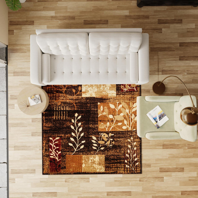 Brown 10' x 10' Cafe Square Area Rug 100% Polypropylene With Cotton Backing Modern Abstract Design Carpet for Home Living Room Dining Office Decor for Sale at Rug Engine