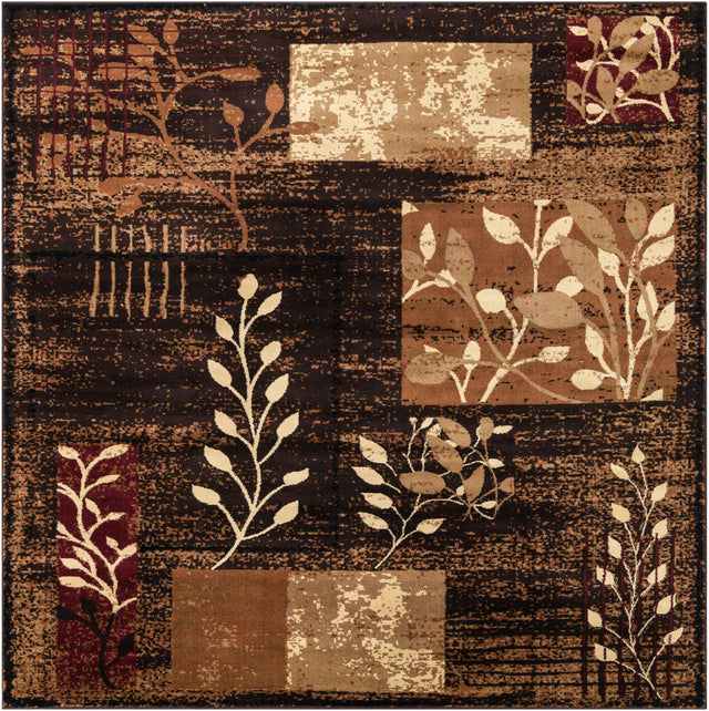 Brown 7' 10 x 7' 10 Cafe Square Area Rug 100% Polypropylene With Cotton Backing Modern Abstract Design Carpet for Home Living Room Dining Office Decor for Sale at Rug Engine