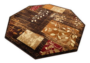 Brown 7' 1 x 7' 1 Cafe Octagon Area Rug 100% Polypropylene With Cotton Backing Modern Abstract Design Carpet for Home Living Room Dining Office Decor for Sale at Rug Engine