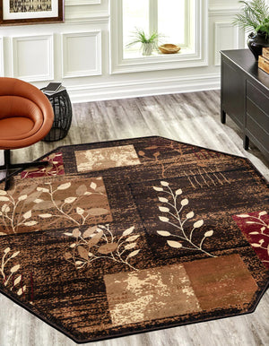 Brown 7' 1 x 7' 1 Cafe Octagon Area Rug 100% Polypropylene With Cotton Backing Modern Abstract Design Carpet for Home Living Room Dining Office Decor for Sale at Rug Engine