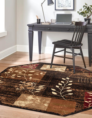 Brown 7' 1 x 7' 1 Cafe Octagon Area Rug 100% Polypropylene With Cotton Backing Modern Abstract Design Carpet for Home Living Room Dining Office Decor for Sale at Rug Engine