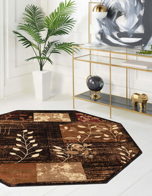 Brown 7' 1 x 7' 1 Cafe Octagon Area Rug 100% Polypropylene With Cotton Backing Modern Abstract Design Carpet for Home Living Room Dining Office Decor for Sale at Rug Engine