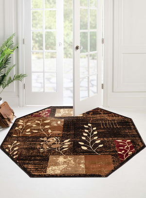 Brown 7' 1 x 7' 1 Cafe Octagon Area Rug 100% Polypropylene With Cotton Backing Modern Abstract Design Carpet for Home Living Room Dining Office Decor for Sale at Rug Engine