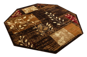 Brown 7' 1 x 7' 1 Cafe Octagon Area Rug 100% Polypropylene With Cotton Backing Modern Abstract Design Carpet for Home Living Room Dining Office Decor for Sale at Rug Engine