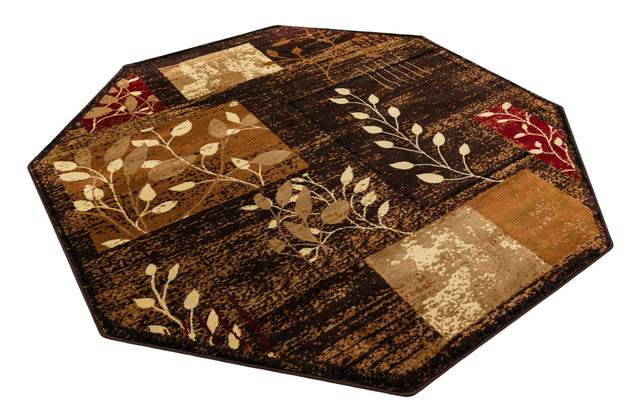 Brown 7' 1 x 7' 1 Cafe Octagon Area Rug 100% Polypropylene With Cotton Backing Modern Abstract Design Carpet for Home Living Room Dining Office Decor for Sale at Rug Engine