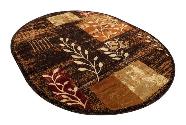 Brown 7' 10 x 10' Cafe Oval Area Rug 100% Polypropylene With Cotton Backing Modern Abstract Design Carpet for Home Living Room Dining Office Decor for Sale at Rug Engine
