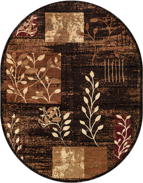 Brown 7' 10 x 10' Cafe Oval Area Rug 100% Polypropylene With Cotton Backing Modern Abstract Design Carpet for Home Living Room Dining Office Decor for Sale at Rug Engine