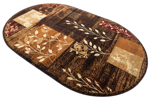 Brown 5' 3 x 8' Cafe Oval Area Rug 100% Polypropylene With Cotton Backing Modern Abstract Design Carpet for Home Living Room Dining Office Decor for Sale at Rug Engine