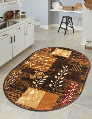 Brown 5' 3 x 8' Cafe Oval Area Rug 100% Polypropylene With Cotton Backing Modern Abstract Design Carpet for Home Living Room Dining Office Decor for Sale at Rug Engine