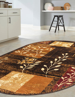 Brown 5' 3 x 8' Cafe Oval Area Rug 100% Polypropylene With Cotton Backing Modern Abstract Design Carpet for Home Living Room Dining Office Decor for Sale at Rug Engine