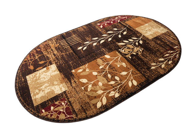 Brown 5' 3 x 8' Cafe Oval Area Rug 100% Polypropylene With Cotton Backing Modern Abstract Design Carpet for Home Living Room Dining Office Decor for Sale at Rug Engine