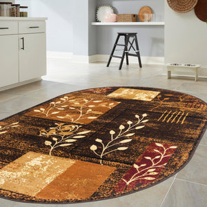 Brown 7' 10 x 10' Cafe Oval Area Rug 100% Polypropylene With Cotton Backing Modern Abstract Design Carpet for Home Living Room Dining Office Decor for Sale at Rug Engine