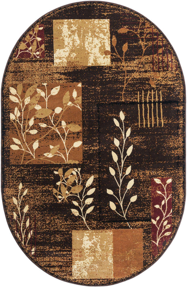 Brown 5' 3 x 8' Cafe Oval Area Rug 100% Polypropylene With Cotton Backing Modern Abstract Design Carpet for Home Living Room Dining Office Decor for Sale at Rug Engine