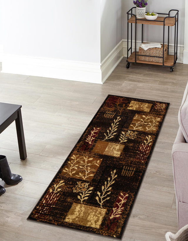 Brown 2' x 8' Cafe Runner Area Rug 100% Polypropylene With Cotton Backing Modern Abstract Design Carpet for Home Living Room Dining Office Decor for Sale at Rug Engine