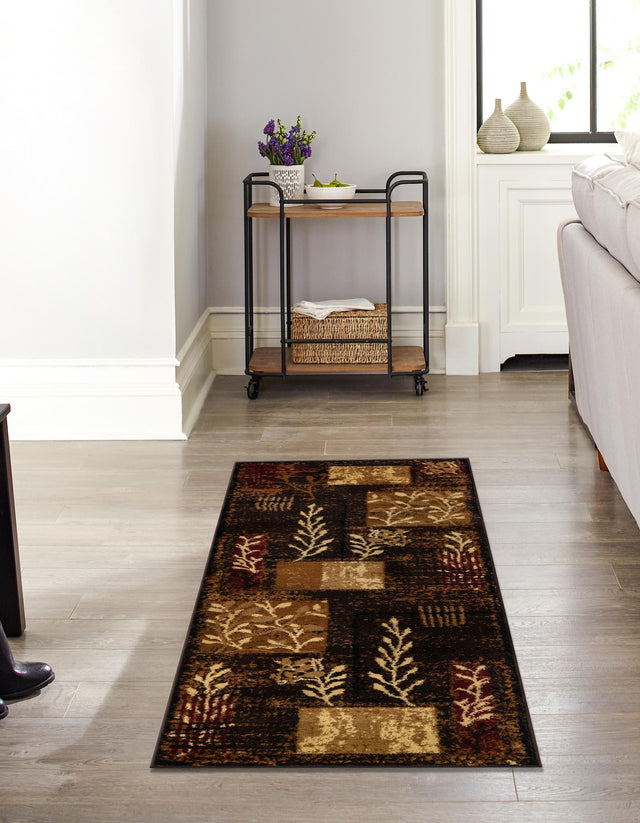 Brown 2' 7 x 10' Cafe Runner Area Rug 100% Polypropylene With Cotton Backing Modern Abstract Design Carpet for Home Living Room Dining Office Decor for Sale at Rug Engine