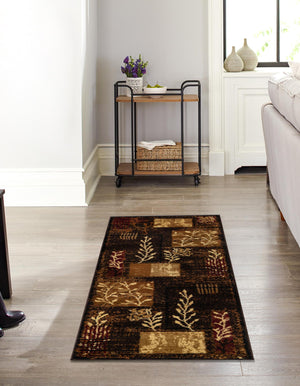Brown 2' 7 x 12' Cafe Runner Area Rug 100% Polypropylene With Cotton Backing Modern Abstract Design Carpet for Home Living Room Dining Office Decor for Sale at Rug Engine