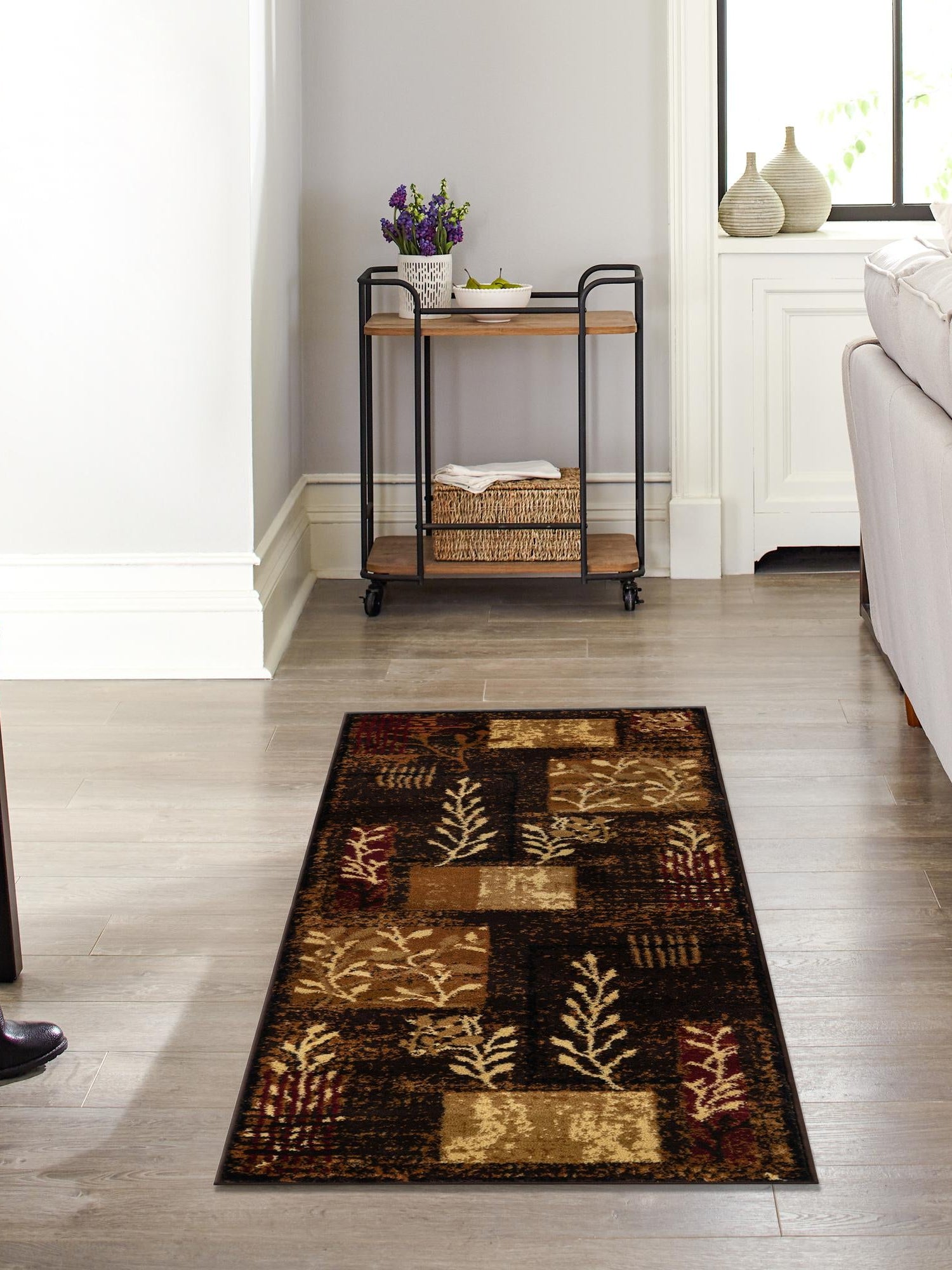Brown 2' x 6' 1 Cafe Runner Area Rug 100% Polypropylene With Cotton Backing Modern Abstract Design Carpet for Home Living Room Dining Office Decor for Sale at Rug Engine