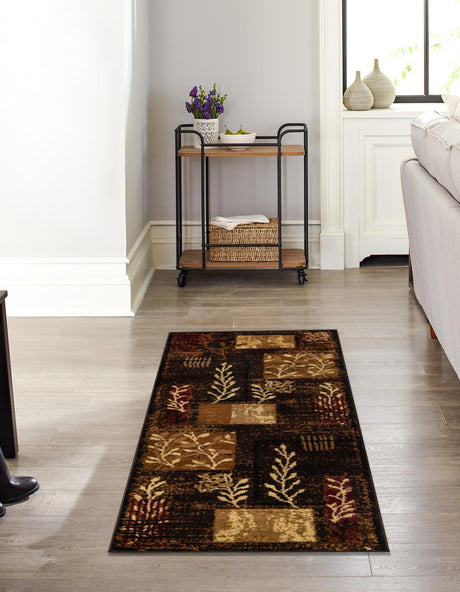 Brown 2' x 6' 1 Cafe Runner Area Rug 100% Polypropylene With Cotton Backing Modern Abstract Design Carpet for Home Living Room Dining Office Decor for Sale at Rug Engine