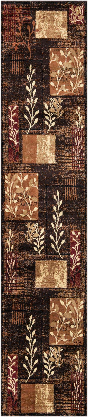 Brown 2' 7 x 12' Cafe Runner Area Rug 100% Polypropylene With Cotton Backing Modern Abstract Design Carpet for Home Living Room Dining Office Decor for Sale at Rug Engine