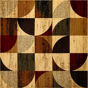 Multicolor 7' 10 x 7' 10 Cafe Square Area Rug 100% Polypropylene With Cotton Backing Modern Abstract Design Carpet for Home Living Room Dining Office Decor for Sale at Rug Engine