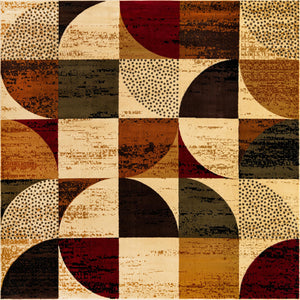 Multicolor 7' 10 x 7' 10 Cafe Square Area Rug 100% Polypropylene With Cotton Backing Modern Abstract Design Carpet for Home Living Room Dining Office Decor for Sale at Rug Engine