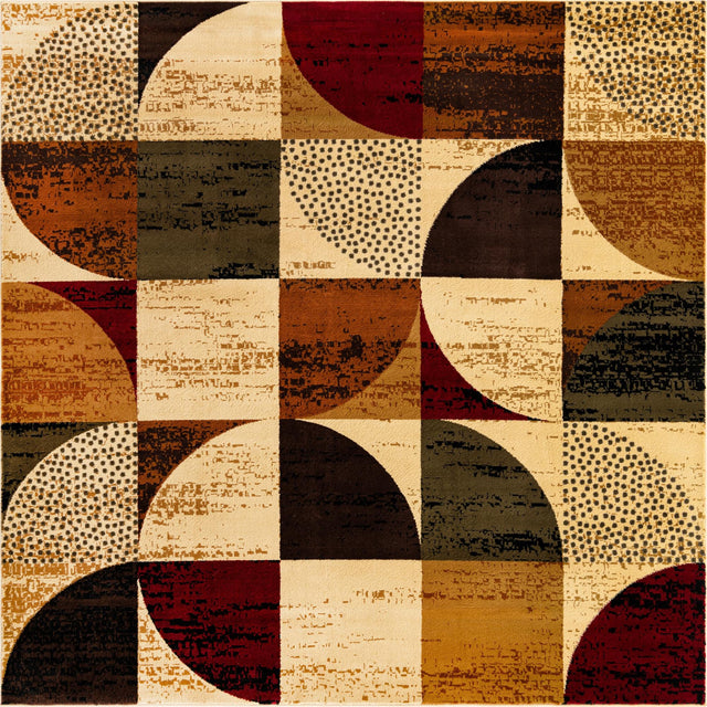 Multicolor 7' 10 x 7' 10 Cafe Square Area Rug 100% Polypropylene With Cotton Backing Modern Abstract Design Carpet for Home Living Room Dining Office Decor for Sale at Rug Engine