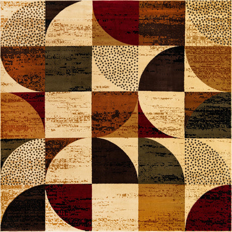 Multicolor 10' x 10' Cafe Square Area Rug 100% Polypropylene With Cotton Backing Modern Abstract Design Carpet for Home Living Room Dining Office Decor for Sale at Rug Engine