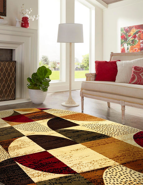 Multicolor 5' 3 x 8' Cafe Oval Area Rug 100% Polypropylene With Cotton Backing Modern Abstract Design Carpet for Home Living Room Dining Office Decor for Sale at Rug Engine
