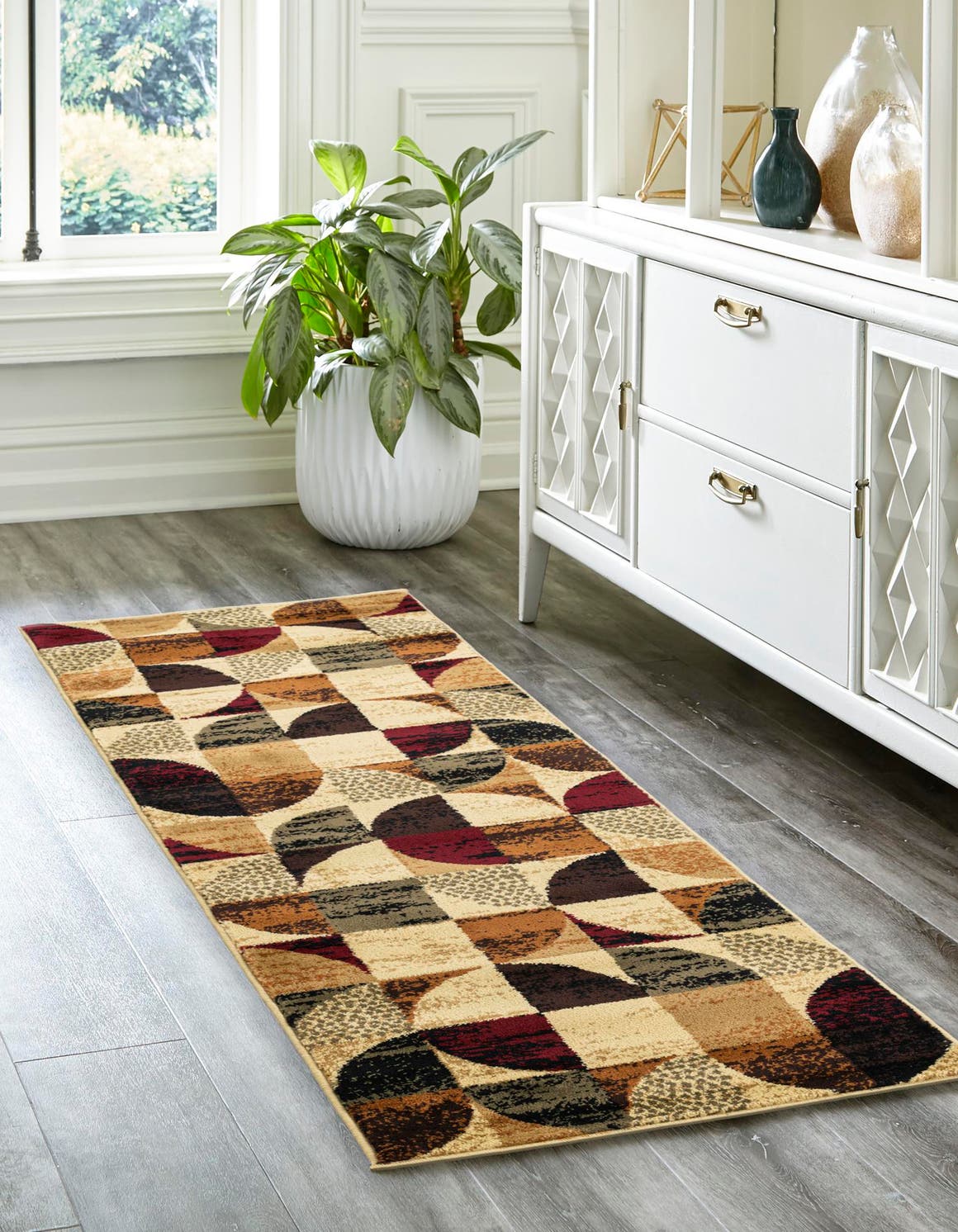 Multicolor 2' x 8' Cafe Runner Area Rug 100% Polypropylene With Cotton Backing Modern Abstract Design Carpet for Home Living Room Dining Office Decor for Sale at Rug Engine