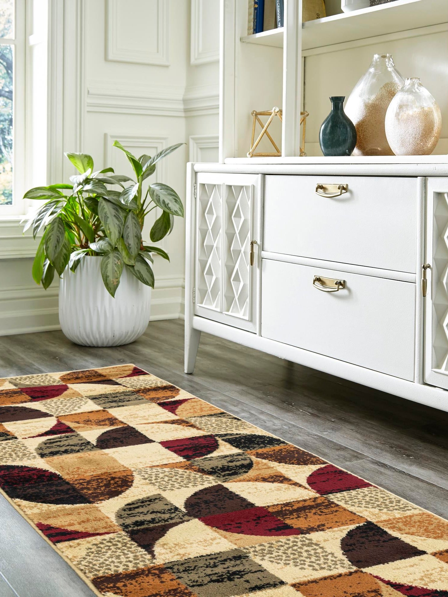 Multicolor 2' 7 x 12' Cafe Runner Area Rug 100% Polypropylene With Cotton Backing Modern Abstract Design Carpet for Home Living Room Dining Office Decor for Sale at Rug Engine