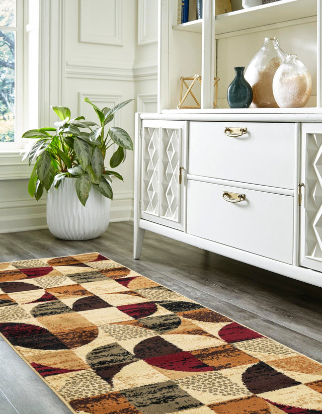 Multicolor 2' 7 x 12' Cafe Runner Area Rug 100% Polypropylene With Cotton Backing Modern Abstract Design Carpet for Home Living Room Dining Office Decor for Sale at Rug Engine
