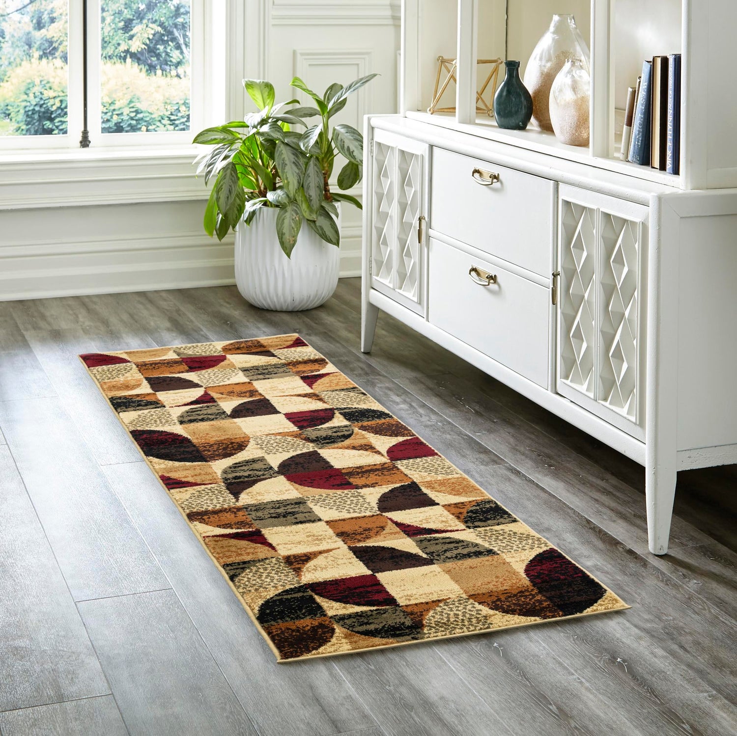 Multicolor 2' x 6' Cafe Runner Area Rug 100% Polypropylene With Cotton Backing Modern Abstract Design Carpet for Home Living Room Dining Office Decor for Sale at Rug Engine