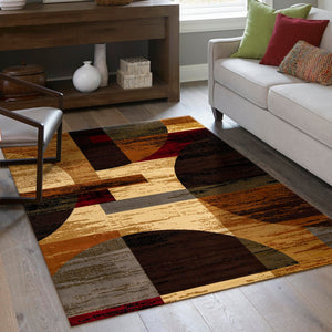 Multicolor 4' 1 x 6' 1 Cafe Rectangle Area Rug 100% Polypropylene With Cotton Backing Modern Abstract Design Carpet for Home Living Room Dining Office Decor for Sale at Rug Engine