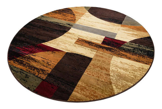Multicolor 7' 1 x 7' 1 Cafe Round Area Rug 100% Polypropylene With Cotton Backing Modern Abstract Design Carpet for Home Living Room Dining Office Decor for Sale at Rug Engine