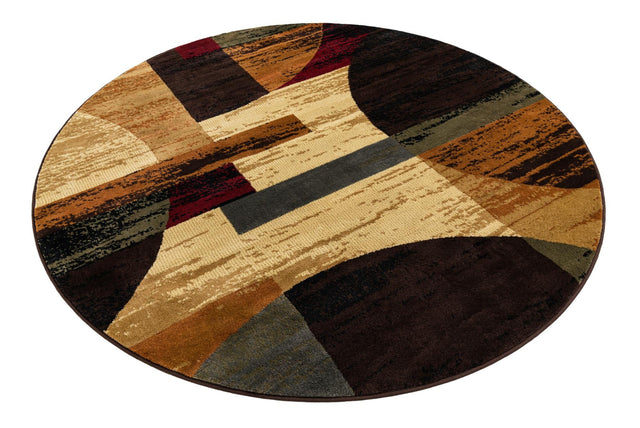 Multicolor 7' 1 x 7' 1 Cafe Round Area Rug 100% Polypropylene With Cotton Backing Modern Abstract Design Carpet for Home Living Room Dining Office Decor for Sale at Rug Engine