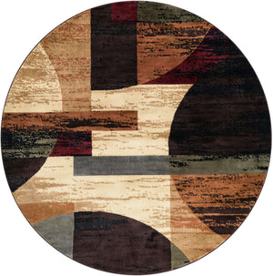 Multicolor 7' 1 x 7' 1 Cafe Round Area Rug 100% Polypropylene With Cotton Backing Modern Abstract Design Carpet for Home Living Room Dining Office Decor for Sale at Rug Engine