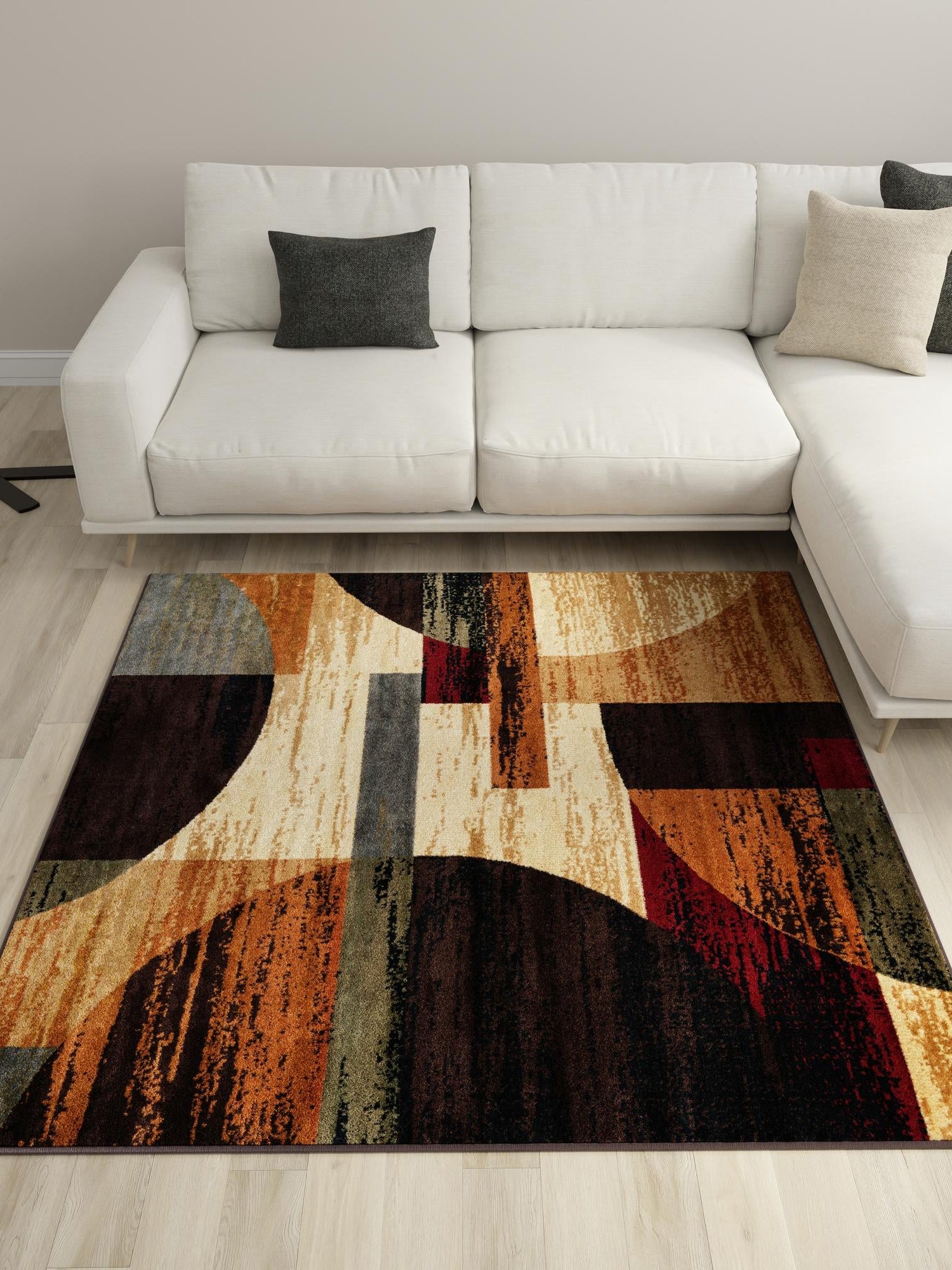 Multicolor 10' x 10' Cafe Square Area Rug 100% Polypropylene With Cotton Backing Modern Abstract Design Carpet for Home Living Room Dining Office Decor for Sale at Rug Engine