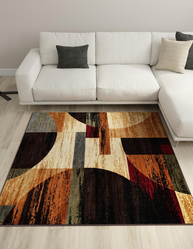 Multicolor 10' x 10' Cafe Square Area Rug 100% Polypropylene With Cotton Backing Modern Abstract Design Carpet for Home Living Room Dining Office Decor for Sale at Rug Engine