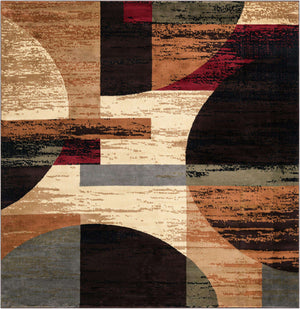Multicolor 10' x 10' Cafe Square Area Rug 100% Polypropylene With Cotton Backing Modern Abstract Design Carpet for Home Living Room Dining Office Decor for Sale at Rug Engine