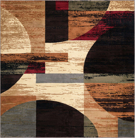 Multicolor 10' x 10' Cafe Square Area Rug 100% Polypropylene With Cotton Backing Modern Abstract Design Carpet for Home Living Room Dining Office Decor for Sale at Rug Engine
