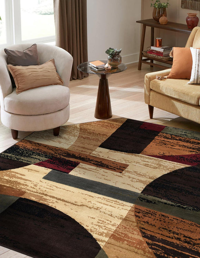 Multicolor 7' 1 x 7' 1 Cafe Octagon Area Rug 100% Polypropylene With Cotton Backing Modern Abstract Design Carpet for Home Living Room Dining Office Decor for Sale at Rug Engine