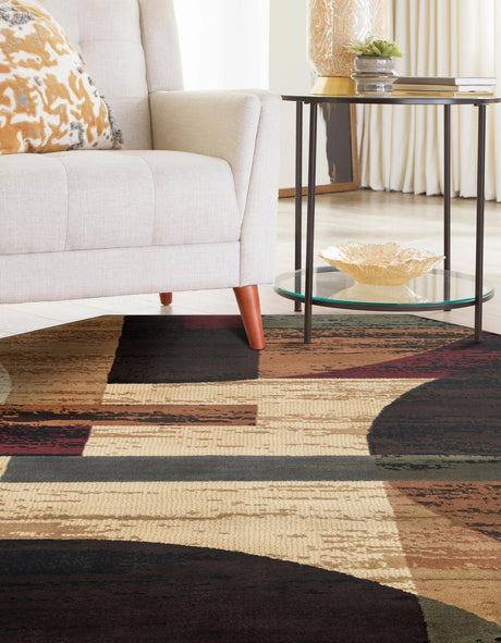 Multicolor 7' 1 x 7' 1 Cafe Octagon Area Rug 100% Polypropylene With Cotton Backing Modern Abstract Design Carpet for Home Living Room Dining Office Decor for Sale at Rug Engine