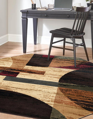 Multicolor 7' 1 x 7' 1 Cafe Octagon Area Rug 100% Polypropylene With Cotton Backing Modern Abstract Design Carpet for Home Living Room Dining Office Decor for Sale at Rug Engine
